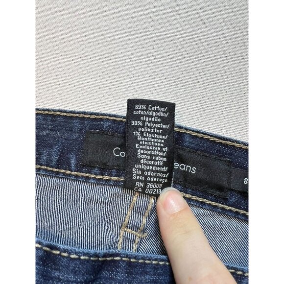 Calvin Klein Women's Flare Leg Jeans Stretch Denim Size 8 Solid Blue Dark Wash - Picture 4 of 11